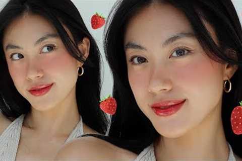 Strawberry makeup 🍓easy, natural & no foundation!