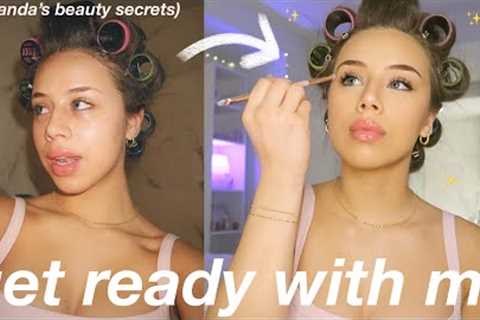 GET READY WITH ME *like we’re on FaceTime* 🎀 makeup routine, hair roller tutorial, + beauty ..