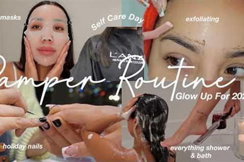 PAMPER ROUTINE & SELF CARE DAY haircut, skin & body care, maintenance vlog, how to glow up..